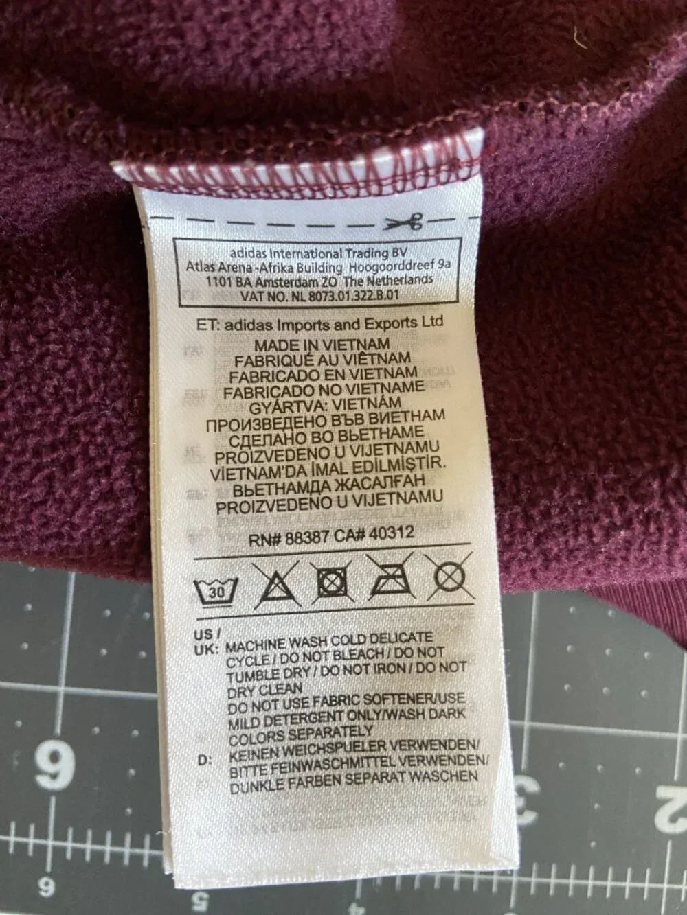ADIDAS hoodie plush outer size M burgundy